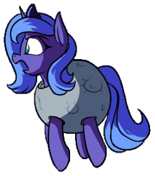 Size: 250x283 | Tagged: safe, artist:rocket-lawnchair, edit, imported from derpibooru, princess luna, alicorn, pony, angry, clothes, costume, crown, female, filly, foal, horn, jewelry, moon, moon costume, regalia, s1 luna, simple background, transparent background, woona, young luna, younger