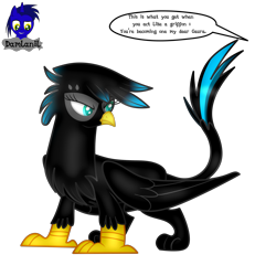 Size: 3840x4154 | Tagged: safe, artist:damlanil, imported from derpibooru, oc, oc:nightlight aura, griffon, comic, commission, female, griffonized, link in description, mare, show accurate, simple background, solo, species swap, speech bubble, story, story included, text, transparent background, vector, wings