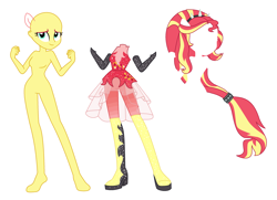 Size: 2852x2064 | Tagged: safe, artist:machakar52, imported from derpibooru, sunset shimmer, human, equestria girls, equestria girls series, forgotten friendship, base, boots, clothes, fingerless gloves, gloves, headband, high heel boots, high heels, looking at you, ponied up, shoes, simple background, super ponied up, white background