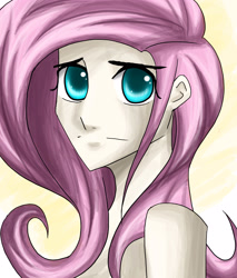 Size: 2550x3000 | Tagged: safe, artist:tao-mell, imported from derpibooru, fluttershy, human, bust, female, humanized, solo