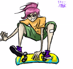 Size: 2550x2392 | Tagged: safe, artist:tao-mell, imported from derpibooru, scootaloo, human, clothes, female, humanized, simple background, skateboard, solo, white background