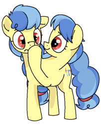 Size: 499x615 | Tagged: safe, artist:kleyime, imported from derpibooru, oc, oc only, oc:eeny meeny, oc:miney moe, earth pony, pony, boop, conjoined, earth pony oc, female, multiple heads, siblings, simple background, sisters, transparent background, twins, two heads