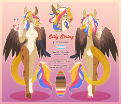 Size: 2870x2465 | Tagged: safe, artist:juneaupaws, imported from derpibooru, oc, oc:silly string, anthro, draconequus, ass, breasts, butt, draconequus oc, female, pride, pride flag, reference sheet, transgender, transgender pride flag