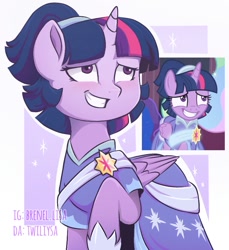 Size: 765x834 | Tagged: safe, artist:twiliysa, imported from derpibooru, screencap, twilight sparkle, alicorn, pony, the last problem, awkward smile, clothes, coronation dress, dress, redraw, scene interpretation, screencap reference, second coronation dress, smiling, solo, twilight sparkle (alicorn)