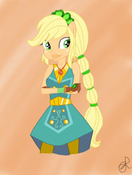 Size: 768x1024 | Tagged: safe, artist:ilaria122, imported from derpibooru, applejack, human, equestria girls, legend of everfree, clothes, crystal guardian, gloves, lips, solo