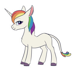 Size: 2652x2452 | Tagged: safe, artist:dusthiel, imported from derpibooru, oc, unnamed oc, pony, unicorn, colored hooves, female, leonine tail, mare, multicolored hair, pink eyes, rainbow hair, simple background, solo, standing, tail, transparent background, white coat