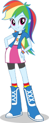 Size: 204x512 | Tagged: safe, artist:gouhlsrule, imported from derpibooru, rainbow dash, human, equestria girls, boots, clothes, eqg promo pose set, hand on hip, jacket, shirt, shoes, simple background, skirt, socks, solo, transparent background