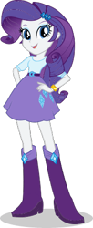 Size: 201x494 | Tagged: safe, artist:gouhlsrule, imported from derpibooru, rarity, human, equestria girls, belt, boots, clothes, hand on hip, high heel boots, shirt, shoes, simple background, skirt, solo, transparent background