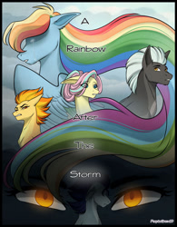 Size: 1024x1314 | Tagged: safe, artist:purplegrim40, imported from derpibooru, fluttershy, rainbow dash, soarin', spitfire, thunderlane, pony, comic:a rainbow after the storm, comic