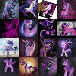 Size: 1034x1034 | Tagged: safe, imported from derpibooru, twilight sparkle, alicorn, unicorn, ai content, ai generated, generator:dall-e 2, twilight sparkle (alicorn), unicorn twilight