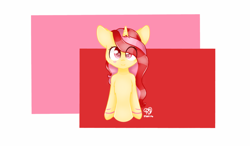 Size: 1280x750 | Tagged: safe, artist:prettyshinegp, imported from derpibooru, oc, oc only, pony, semi-anthro, unicorn, abstract background, bipedal, bust, chest fluff, eye clipping through hair, female, horn, mare, signature, solo, unicorn oc