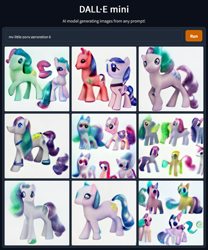 Size: 768x923 | Tagged: safe, imported from derpibooru, earth pony, pony, ai content, ai generated, g6, generator:craiyon, mane, raised hoof, tail, toy