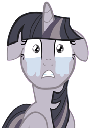 Size: 961x1349 | Tagged: safe, artist:benpictures1, artist:wardex101, edit, imported from derpibooru, twilight sparkle, pony, unicorn, crying, cute, discorded, discorded twilight, ears, female, floppy ears, frown, gritted teeth, inkscape, mare, raised hoof, raised leg, scared, simple background, solo, teeth, transparent background, twiabetes, twilight tragedy, unicorn twilight, vector