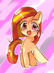 Size: 768x1024 | Tagged: safe, artist:pnpn_721, imported from derpibooru, oc, oc only, oc:poniko, earth pony, pony, abstract background, female, mare, open mouth, solo