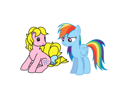 Size: 1024x768 | Tagged: safe, artist:warnerbrother65, imported from derpibooru, rainbow dash, shady, earth pony, pegasus, pony, cute, dashabetes, duo, female, folded wings, g1, g1 shadybetes, g4, mare, rainbow dash is not amused, rainbowsad, sad, sadorable, shady is not amused, shadysad, simple background, sitting, standing, transparent background, unamused, vector, wings