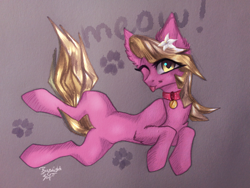 Size: 4160x3120 | Tagged: safe, artist:jsunlight, imported from derpibooru, lily, lily valley, earth pony, pony, :p, absurd file size, behaving like a cat, collar, female, looking at you, mare, meow, one eye closed, paw prints, pony pet, solo, tongue out, wink, winking at you