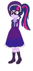 Size: 1611x3423 | Tagged: safe, artist:3d4d, imported from derpibooru, sci-twi, twilight sparkle, human, equestria girls, clothes, commission, dress, female, glasses, simple background, solo, transparent background, victorian