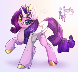 Size: 3150x2917 | Tagged: safe, artist:rico_chan, imported from derpibooru, pipp petals, rarity, pegasus, pony, unicorn, adorapipp, cute, ear fluff, female, fusion, g5, heterochromia, mare, pegacorn, raribetes, sketch, solo