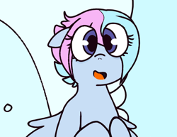 Size: 932x720 | Tagged: safe, artist:shinningblossom12, edit, imported from derpibooru, oc, oc only, oc:shinning blossom, pegasus, pony, banned from equestria daily, door, female, floppy ears, mare, smiling, spread wings, style emulation, wings