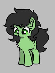 Size: 246x327 | Tagged: safe, artist:plunger, imported from derpibooru, oc, oc only, oc:filly anon, earth pony, pony, adoranon, chest fluff, cute, earth pony oc, female, filly, foal, full body, gray background, hooves, looking down, mare, simple background, solo, standing