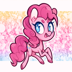 Size: 1000x1000 | Tagged: safe, artist:soulkillur, imported from derpibooru, pinkie pie, earth pony, pony, beanbrows, cute, diapinkes, ear fluff, eyebrows, female, mare, open mouth, solo, unshorn fetlocks