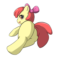Size: 874x866 | Tagged: safe, artist:92inic, imported from derpibooru, apple bloom, earth pony, pony, bloom butt, butt, female, filly, foal, plot, simple background, solo, white background
