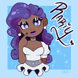 Size: 2048x2048 | Tagged: safe, artist:dreamytails, imported from derpibooru, rarity, human, breasts, choker, clothes, dark skin, dress, ear piercing, earring, eyeshadow, female, humanized, jewelry, lipstick, makeup, nail polish, piercing, solo