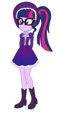 Size: 1611x3423 | Tagged: safe, alternate version, artist:3d4d, imported from derpibooru, sci-twi, twilight sparkle, human, equestria girls, clothes, commission, dress, female, glasses, simple background, solo, transparent background, victorian