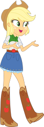 Size: 761x2207 | Tagged: safe, artist:starryshineviolet, imported from derpibooru, applejack, human, dance magic, equestria girls, spoiler:eqg specials, applejack's hat, belt, boots, clothes, cowboy boots, cowboy hat, cowgirl, cute, denim skirt, female, full body, hat, high heel boots, jackabetes, shirt, shoes, simple background, skirt, solo, stetson, transparent background, vector