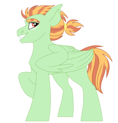 Size: 1280x1331 | Tagged: safe, artist:moonert, imported from derpibooru, oc, oc only, pegasus, pony, grin, male, pegasus oc, raised hoof, simple background, smiling, solo, stallion, torn ear, transparent background