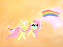 Size: 1500x1128 | Tagged: safe, artist:taylorrose16, imported from derpibooru, fluttershy, pegasus, pony, 2011, female, flying, mare, old art, rainbow