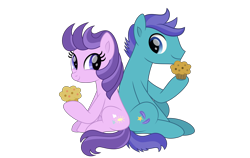 Size: 7650x4837 | Tagged: safe, artist:thatusualguy06, imported from derpibooru, clear skies, open skies, pony, .svg available, duo, female, food, male, mare, muffin, simple background, smiling, stallion, svg, transparent background, vector