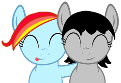 Size: 827x570 | Tagged: safe, imported from derpibooru, oc, oc only, earth pony, pony, base used, eyes closed, female, mare, simple background, smiling, tongue out, white background