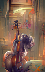 Size: 958x1527 | Tagged: safe, artist:wisdomvision f., imported from derpibooru, octavia melody, abstract, ai content, ai generated, cello, musical instrument