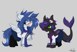 Size: 3000x2000 | Tagged: safe, artist:aurorafang, imported from derpibooru, oc, oc:prince nova, oc:raven stargazer, alicorn, blanket, blushing, clothes, crossdressing, cuntboy, ear fluff, intersex, scarf, sharkbat