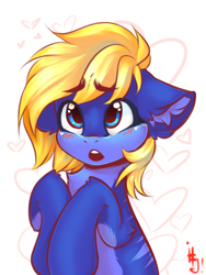 Size: 1200x1600 | Tagged: safe, artist:falafeljake, imported from derpibooru, oc, earth pony, pony, blushing, commission, ear fluff, earth pony oc, female, heart, mare, open mouth, solo, ych result