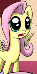 Size: 152x302 | Tagged: safe, artist:subjectnumber2394, edit, imported from derpibooru, fluttershy, pegasus, pony, comic, cropped, dilated pupils, female, golden oaks library, mare, spread wings, wingboner, wings
