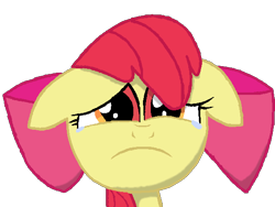 Size: 600x450 | Tagged: safe, artist:scootaloormayfly, imported from derpibooru, apple bloom, earth pony, pony, adorabloom, bow, crying, cute, hair bow, pink bow, pixel art, sad, sadorable, simple background, solo, transparent background