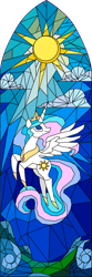 Size: 533x1600 | Tagged: safe, artist:darkdabula, imported from derpibooru, princess celestia, simple background, solo, stained glass, transparent background