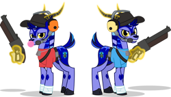 Size: 1280x725 | Tagged: safe, artist:mlp-trailgrazer, imported from derpibooru, oc, oc:trail grazer, gazelle, gun, magic, scout, shotgun, simple background, solo, team fortress 2, transparent background, weapon