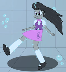 Size: 1024x1110 | Tagged: safe, artist:bladedragoon7575, imported from derpibooru, octavia melody, human, equestria girls, bubble, clothes, dress, female, holding breath, puffy cheeks, solo, swimming pool, underwater