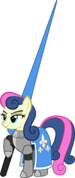 Size: 920x2169 | Tagged: safe, artist:cinder vel, imported from derpibooru, bon bon, sweetie drops, earth pony, pony, amused, armor, bon bon is amused, france, jousting, knight, lance, medieval, simple background, smug, solo, transparent background, weapon