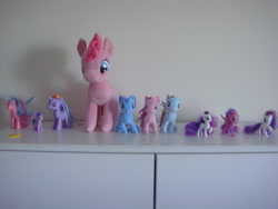 Size: 3648x2736 | Tagged: safe, imported from derpibooru, pinkie pie, rainbow dash, rarity, trixie, twilight sparkle, alicorn, brushable, collection, g3, irl, photo, plushie, toy, twilight sparkle (alicorn)