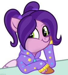 Size: 1727x1920 | Tagged: safe, artist:grapefruit-face, imported from derpibooru, pipp petals, pegasus, pony, accessory swap, adorapipp, base used, clothes, cute, faic, female, g4, g5, g5 to g4, generation leap, happy, hoodie, hoof on cheek, implied babysitter trixie, looking at you, mare, pigtails, simple background, smirk, transparent background, twiface, twintails