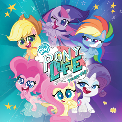 Size: 3000x3000 | Tagged: safe, imported from derpibooru, applejack, fluttershy, pinkie pie, rainbow dash, rarity, twilight sparkle, alicorn, pegasus, pony, unicorn, my little pony: pony life, g4.5, itunes, mane six, my little pony logo, official, twilight sparkle (alicorn)