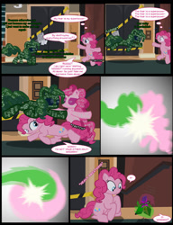 Size: 1042x1358 | Tagged: safe, artist:dendoctor, imported from derpibooru, pinkie pie, earth pony, pony, comic:clone.., alternate universe, bipedal, clone, comic, female, flower, homunculus, pinkie clone