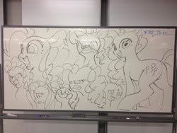 Size: 1024x768 | Tagged: safe, artist:aruurara, imported from derpibooru, fluttershy, pinkie pie, earth pony, pony, female, mare, sketch, traditional art, whiteboard