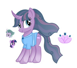 Size: 1280x1139 | Tagged: safe, artist:tenderrain-art, imported from derpibooru, mistmane, twilight sparkle, oc, pony, unicorn, curved horn, female, horn, magical lesbian spawn, mare, offspring, parent:mistmane, parent:twilight sparkle, simple background, transparent background