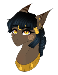 Size: 1532x1988 | Tagged: safe, artist:highrolleryt, imported from derpibooru, oc, oc only, oc:amber, earth pony, pony, bust, choker, ear piercing, earth pony oc, eyebrows, eyebrows visible through hair, eyelashes, female, frown, looking at you, mare, piercing, simple background, slit pupils, solo, transparent background