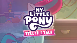 Size: 3410x1920 | Tagged: safe, imported from derpibooru, screencap, zipp storm, pegasus, pony, spoiler:g5, spoiler:my little pony: tell your tale, spoiler:tyts01e12, female, g5, high res, mare, my little pony logo, my little pony: tell your tale, solo, television, the game is ahoof